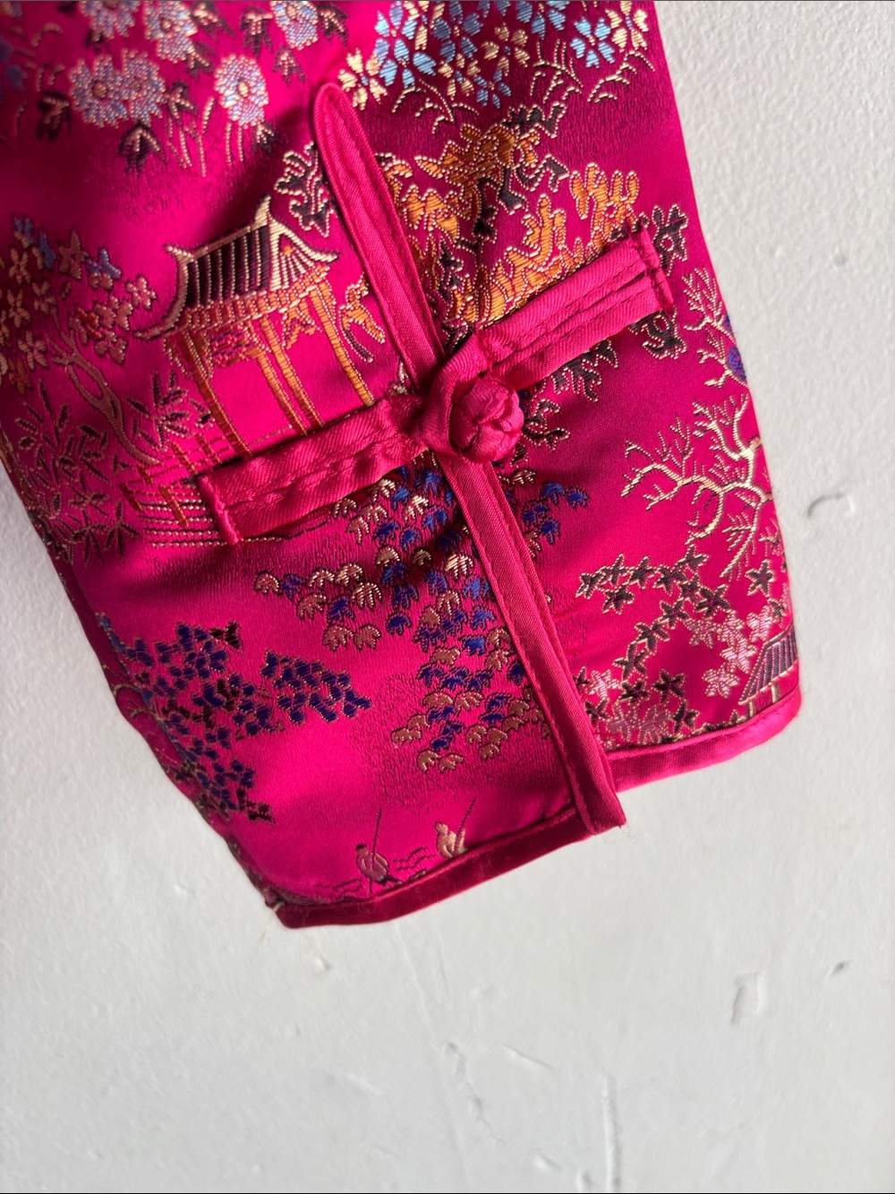 Y2K Vintage Mandarin Collar Brocade Jacket - Fuchsia - Picture 8 of 10